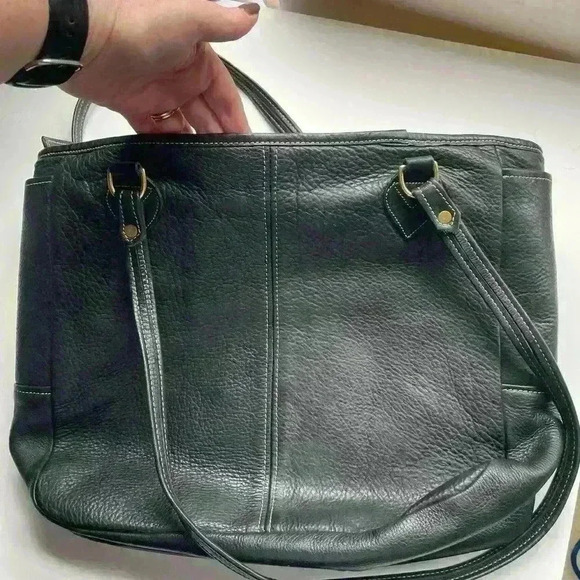 TANNERS CREEK LEATHER DESIGNS Black And Brown Purse Genuine Soft Pebbled Leather - Picture 6 of 14